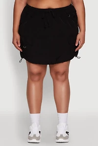 Womens Plus Drawstring Waist Cargo Skirt,