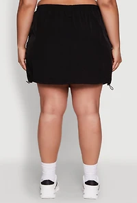 Womens Plus Drawstring Waist Cargo Skirt,