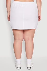 Womens Plus Size Drawstring Waist Cargo Skirt, White, Size 1X