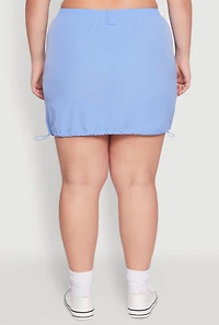 Womens Plus Size Drawstring Waist Cargo Skirt, Blue, Size 2X