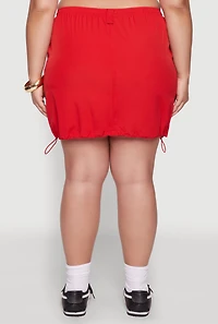 Womens Plus Size Drawstring Waist Cargo Skirt, Red, Size 2X