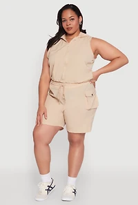 Womens Plus Nylon Drawstring Cargo Shorts, 3X