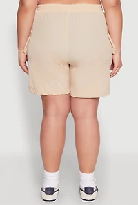 Womens Plus Nylon Drawstring Cargo Shorts, 3X