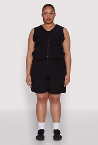 Womens Plus Nylon Cargo Shorts,