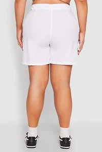 Womens Plus Size Nylon Cargo Shorts, White, Size 2X