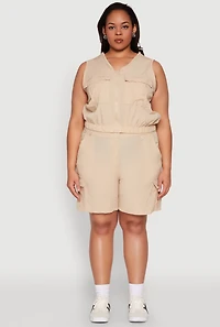 Womens Plus Size Nylon Cargo Shorts, Khaki, Size 1X