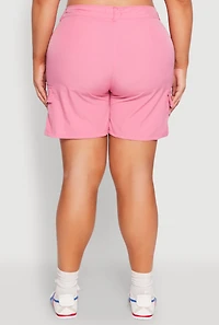 Womens Plus Size Nylon Cargo Shorts, Pink, Size 2X