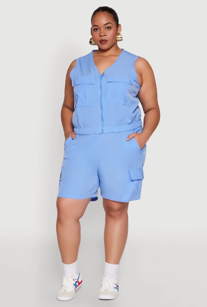 Plus Nylon Cargo Shorts