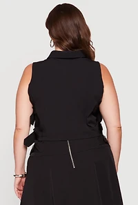 Plus Side Buckle Detail Zip Front Vest