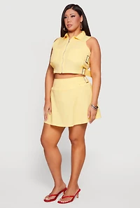 Plus Side Buckle Detail Zip Front Vest