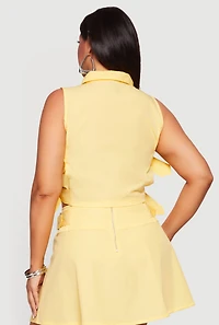 Plus Side Buckle Detail Zip Front Vest