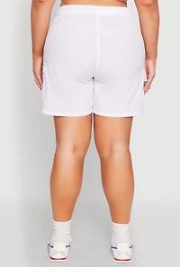 Womens Plus Size Nylon High Waist Cargo Shorts, White, Size 3X