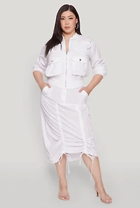 Womens Plus Size Grommet Detail Drawstring Skirt, White, Size 3X