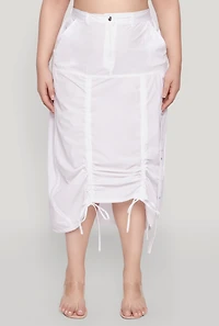 Womens Plus Size Grommet Detail Drawstring Skirt, White, Size 3X