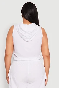 Womens Plus Size Toggle Drawstring Hem Crop Top, White, Size 2X