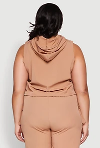 Womens Plus Toggle Drawstring Hem Crop Top,