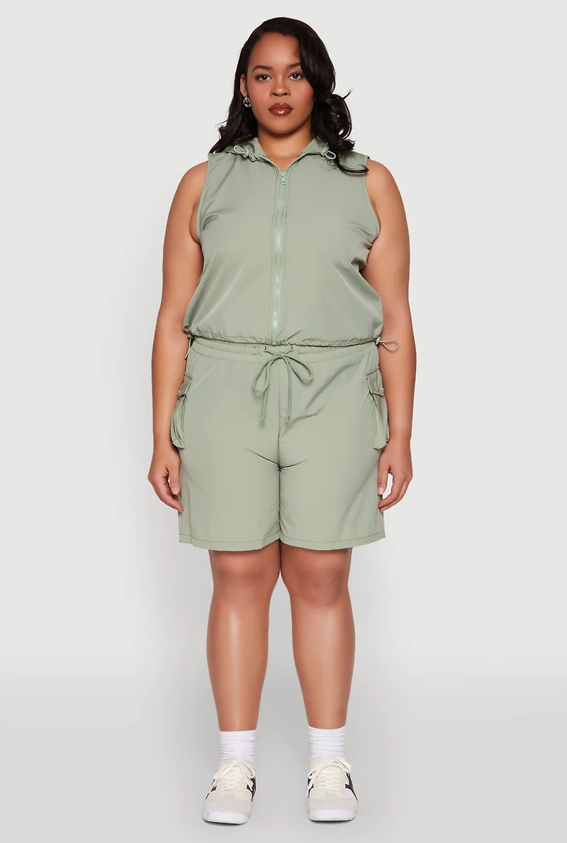 Womens Plus Size Toggle Drawstring Hem Crop Top, Green, Size 2X