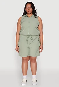Womens Plus Size Toggle Drawstring Hem Crop Top, Green, Size 2X