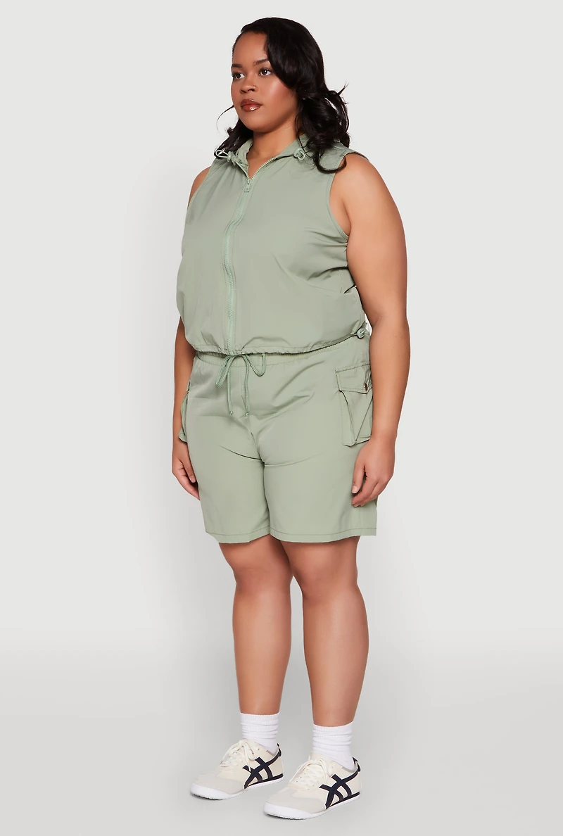Womens Plus Size Toggle Drawstring Hem Crop Top, Green, Size 2X