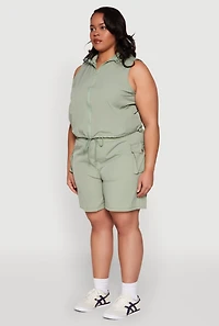 Womens Plus Size Toggle Drawstring Hem Crop Top, Green, Size 2X