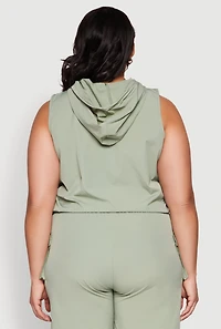 Womens Plus Size Toggle Drawstring Hem Crop Top, Green, Size 2X