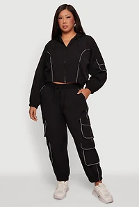 Plus Contrast Piping Trim Cargo Pocket Joggers