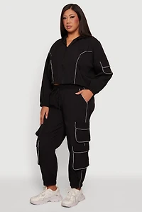 Plus Contrast Piping Trim Cargo Pocket Joggers