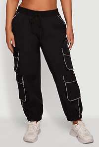 Plus Contrast Piping Trim Cargo Pocket Joggers