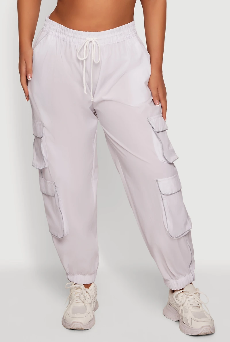 Plus Contrast Piping Trim Cargo Pocket Joggers