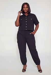 Plus Pintuck Detail Cargo Pocket Joggers