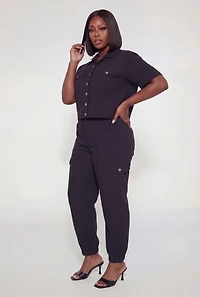 Plus Pintuck Detail Cargo Pocket Joggers