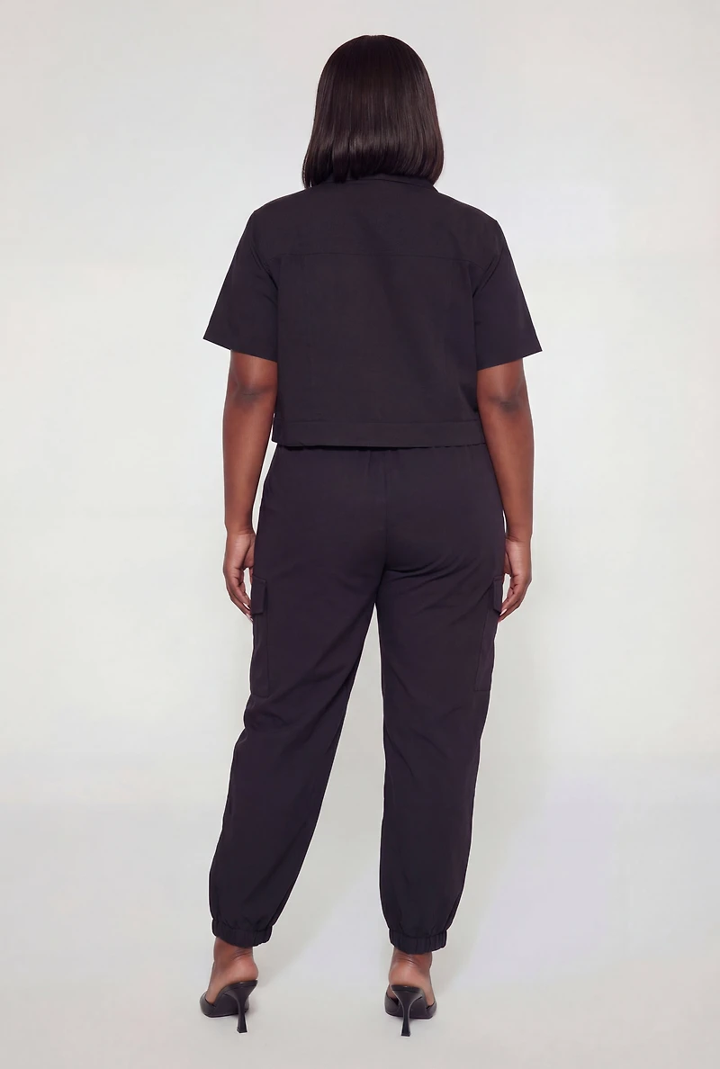 Plus Pintuck Detail Cargo Pocket Joggers