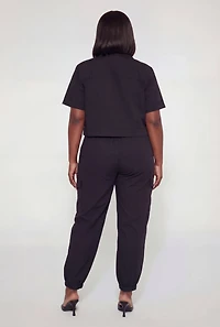 Plus Pintuck Detail Cargo Pocket Joggers