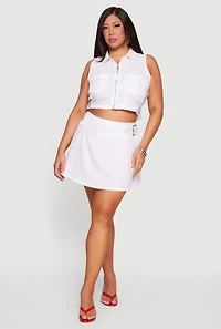 Plus Drop Waist Buckle Detail Skirt