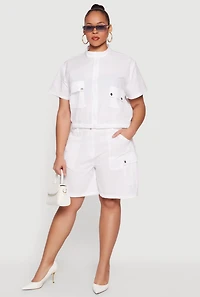 Plus High Waisted Cargo Shorts