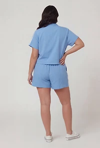 Plus Varsity Stripe Drawstring Waist Shorts