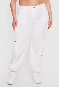 Plus Toggle Drawstring Hem Nylon Cargo Pants