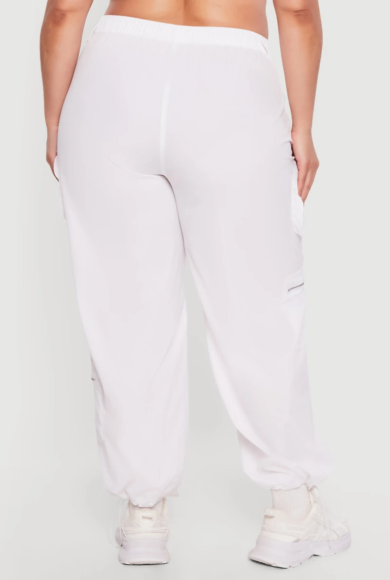 Plus Toggle Drawstring Hem Nylon Cargo Pants