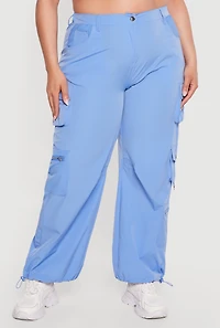Plus Toggle Drawstring Hem Nylon Cargo Pants
