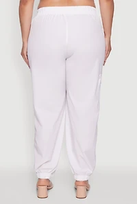 Womens Plus Size Nylon Cargo Joggers, White, Size 1X