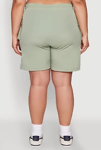 Womens Plus Drawstring High Waisted Cargo Shorts,