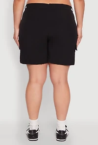 Womens Plus Size High Waisted Cargo Shorts, Black, Size 2X