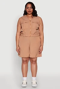 Womens Plus High Waisted Cargo Shorts, 2X