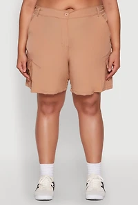 Womens Plus High Waisted Cargo Shorts, 2X
