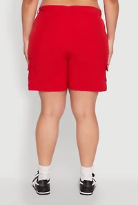 Womens Plus Size High Waisted Cargo Shorts, Red, Size 1X