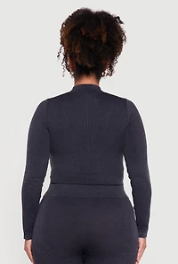 Plus Seamless Acid Wash Zip Front Track Jacket