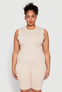 Plus Mineral Wash Ribbed Knit Tank Top