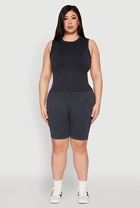 Plus Mineral Wash Ribbed Seamless Bike Shorts