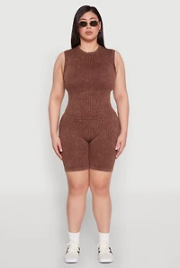 Plus Mineral Wash Ribbed Seamless Bike Shorts