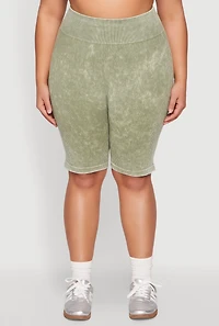 Womens Plus Mineral Wash Ribbed Seamless Bike Shorts,